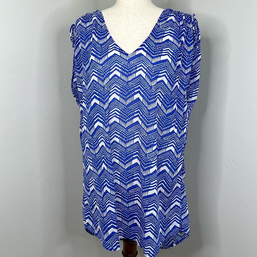 J. Crew Ikat Print Blue & White Swim Cover